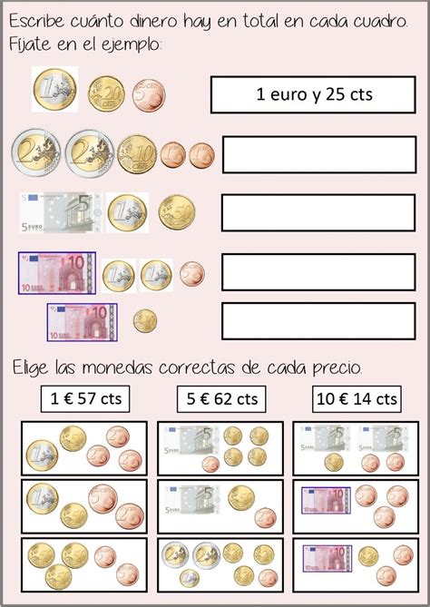 ejercicios fichas de monedas y billetes de euro para imprimir|Fichas De Monedas Y Billetes De Euro Para Imprimir